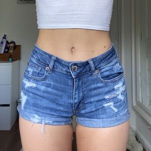 American eagle distressed high waisted shorts